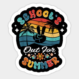 Last Day Of School Groovy Graduation School'S Out For Summer T-Shirt Sticker